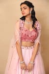 Buy_Rashika Sharma_Pink Blouse Handloom  Lehenga Armani Satin Cape Organza And Set _Online_at_Aza_Fashions