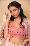 Shop_Rashika Sharma_Pink Blouse Handloom  Lehenga Armani Satin Cape Organza And Set _Online_at_Aza_Fashions