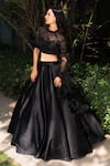 Buy_Rashika Sharma_Black Blouse Organza Embroidery Nakshi Round Satin Lehenga Set _at_Aza_Fashions