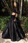 Rashika Sharma_Black Blouse Organza Embroidery Nakshi Round Satin Lehenga Set _Online_at_Aza_Fashions