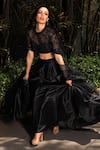 Buy_Rashika Sharma_Black Blouse Organza Embroidery Nakshi Round Satin Lehenga Set _Online_at_Aza_Fashions