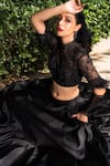 Rashika Sharma_Black Blouse Organza Embroidery Nakshi Round Satin Lehenga Set _at_Aza_Fashions