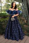 Buy_Rashika Sharma_Blue Gown Cotton Silk And Ruffles Organza Lining Shantoon Embroidery Off _at_Aza_Fashions