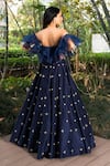 Shop_Rashika Sharma_Blue Gown Cotton Silk And Ruffles Organza Lining Shantoon Embroidery Off _at_Aza_Fashions