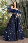 Rashika Sharma_Blue Gown Cotton Silk And Ruffles Organza Lining Shantoon Embroidery Off _Online_at_Aza_Fashions