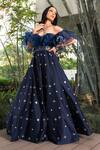Buy_Rashika Sharma_Blue Gown Cotton Silk And Ruffles Organza Lining Shantoon Embroidery Off _Online_at_Aza_Fashions