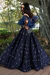 Shop_Rashika Sharma_Blue Gown Cotton Silk And Ruffles Organza Lining Shantoon Embroidery Off _Online_at_Aza_Fashions