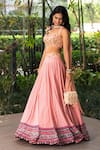 Buy_Rashika Sharma_Pink Blouse Cotton Silk, Lehenga Chiffon And Dupatta Net Lining Shantoon Set _at_Aza_Fashions