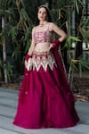 Buy_Rashika Sharma_Pink Blouse Cotton Silk Embroidery Mirror Work Square Neck Lehenga Set _at_Aza_Fashions