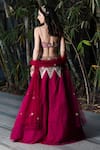 Shop_Rashika Sharma_Pink Blouse Cotton Silk Embroidery Mirror Work Square Neck Lehenga Set _at_Aza_Fashions