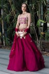 Rashika Sharma_Pink Blouse Cotton Silk Embroidery Mirror Work Square Neck Lehenga Set _Online_at_Aza_Fashions