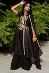 Buy_Rashika Sharma_Black Kurta Dupion Silk Pant And Dupatta Georgette Round Kalidar Set _at_Aza_Fashions