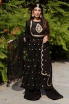 Buy_Rashika Sharma_Black Kurta  Handloom Silk And Georgette Dupatta And Pants Flared Set _at_Aza_Fashions