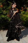 Shop_Rashika Sharma_Black Kurta  Handloom Silk And Georgette Dupatta And Pants Flared Set _at_Aza_Fashions