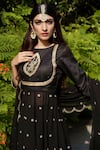 Buy_Rashika Sharma_Black Kurta  Handloom Silk And Georgette Dupatta And Pants Flared Set _Online_at_Aza_Fashions