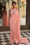 Reynu Taandon Pink Lycra Halter Pre-draped Saree Online at Aza Fashions Reynu Taandon_Pink Lycra Halter Pre-draped Saree _Online_at_Aza_Fashions