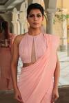 Buy Reynu Taandon Pink Lycra Halter Pre-draped Saree Online at Aza Fashions Buy_Reynu Taandon_Pink Lycra Halter Pre-draped Saree _Online_at_Aza_Fashions