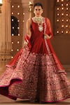 Buy Reynu Taandon Red Net, Chanderi Silk Scoop Neck Embroidered Anarkali With Dupatta at Aza Fashions Buy_Reynu Taandon_Red Net, Chanderi Silk Scoop Neck Embroidered Anarkali With Dupatta _at_Aza_Fashions