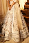 Shop_Reynu Taandon_Beige Embroidery U Neck Bridal Lehenga Set _Online_at_Aza_Fashions