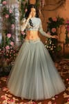 Reynu Taandon_Blue Net Round Veronica Princess Bridal Lehenga Set_Online_at_Aza_Fashions