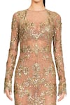 Shop_Rocky Star_Gold Net Embroidery Sequin Round Dress  _Online_at_Aza_Fashions