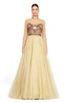 Buy_Rocky Star_Yellow Tulle Embroidery Sequin Round Bodice Gown  _at_Aza_Fashions