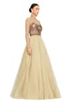 Rocky Star_Yellow Tulle Embroidery Sequin Round Bodice Gown  _Online_at_Aza_Fashions