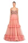 Buy_Rocky Star_Pink Tulle Embroidery Sequin Sweetheart Neck Bodice Gown  _at_Aza_Fashions