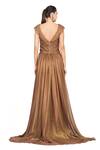 Shop_Rocky Star_Brown Georgette V Neck Gown_at_Aza_Fashions