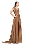 Rocky Star_Brown Georgette V Neck Gown_Online_at_Aza_Fashions