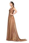 Buy_Rocky Star_Brown Georgette V Neck Gown_Online_at_Aza_Fashions