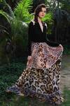 Reynu Taandon_Multi Color Georgette Animal Print Skirt_Online_at_Aza_Fashions