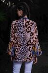 Shop_Reynu Taandon_Multi Color Georgette Animal, Jewel Mandarin Collar Print Pintuck Top_at_Aza_Fashions
