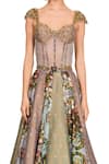 Shop_Rocky Star_Multi Color Brocade Printed Floral Pattern Sweetheart Neck Skirt And Corset Set _Online_at_Aza_Fashions