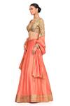 Buy_Rocky Star_Coral Raw Silk Embroidered Sequins V Neck Lehenga Set For Women_Online_at_Aza_Fashions