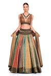 Buy Rocky Star Multi Color Brocade Floral Pattern Plunge V Neck High Waist Lehenga Set at Aza Fashions Buy_Rocky Star_Multi Color Brocade Floral Pattern Plunge V Neck High Waist Lehenga Set_at_Aza_Fashions
