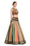 Rocky Star Multi Color Brocade Floral Pattern Plunge V Neck High Waist Lehenga Set Online at Aza Fashions Rocky Star_Multi Color Brocade Floral Pattern Plunge V Neck High Waist Lehenga Set_Online_at_Aza_Fashions