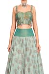 Shop_Rocky Star_Green Organza And Brocade Woven Floral Pattern Corset & Skirt Set _Online_at_Aza_Fashions
