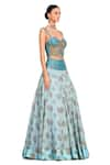 Buy_Rocky Star_Blue Organza And Brocade Woven Floral Pattern Sweetheart Corset And Skirt Set _Online_at_Aza_Fashions