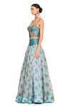 Shop_Rocky Star_Blue Organza And Brocade Woven Floral Pattern Sweetheart Corset And Skirt Set _Online_at_Aza_Fashions