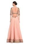 Shop Rocky Star Pink Net, Chanderi Floral Pattern V Neck Embroidered Lehenga Set at Aza Fashions Shop_Rocky Star_Pink Net, Chanderi Floral Pattern V Neck Embroidered Lehenga Set_at_Aza_Fashions