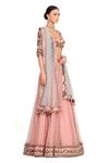 Buy Rocky Star Pink Net, Chanderi Floral Pattern V Neck Embroidered Lehenga Set Online at Aza Fashions Buy_Rocky Star_Pink Net, Chanderi Floral Pattern V Neck Embroidered Lehenga Set_Online_at_Aza_Fashions