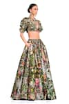 Shop_Rocky Star_Multi Color Raw Silk Printed Floral V Neck Bustier And Lehenga Set _Online_at_Aza_Fashions