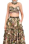 Shop_Rocky Star_Multi Color Raw Silk Floral Print Bustier And Skirt Set_Online_at_Aza_Fashions