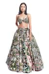 Buy_Rocky Star_Multi Color Raw Silk Printed Floral Sweetheart Embroidered Bustier And Skirt Set _at_Aza_Fashions