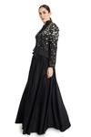 Rocky Star_Black Raw Silk Embroidered Top And Lehenga Set_Online_at_Aza_Fashions