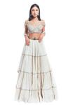 Buy_Rocky Star_Ivory Organza Tiered Lehenga Set_at_Aza_Fashions