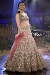 Reynu Taandon_Pink Chanderi Silk Embroidered Bridal Lehenga Set _Online_at_Aza_Fashions