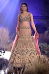 Buy_Reynu Taandon_Pink Chanderi Silk Embroidered Bridal Lehenga Set _Online_at_Aza_Fashions