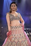 Shop_Reynu Taandon_Pink Chanderi Silk Embroidered Bridal Lehenga Set _Online_at_Aza_Fashions